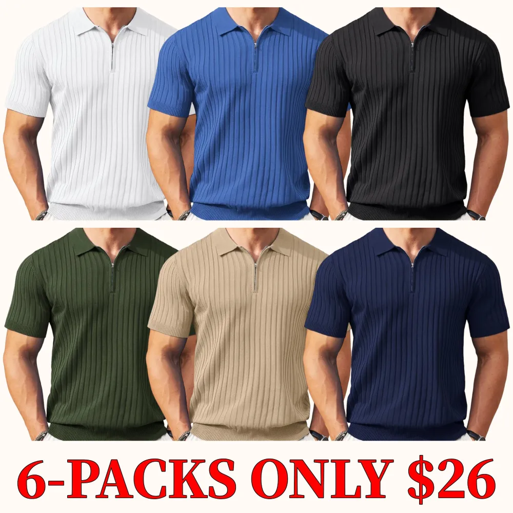 New York Fashion Week Men's Zip-Up Short-Sleeve Polo Shirt