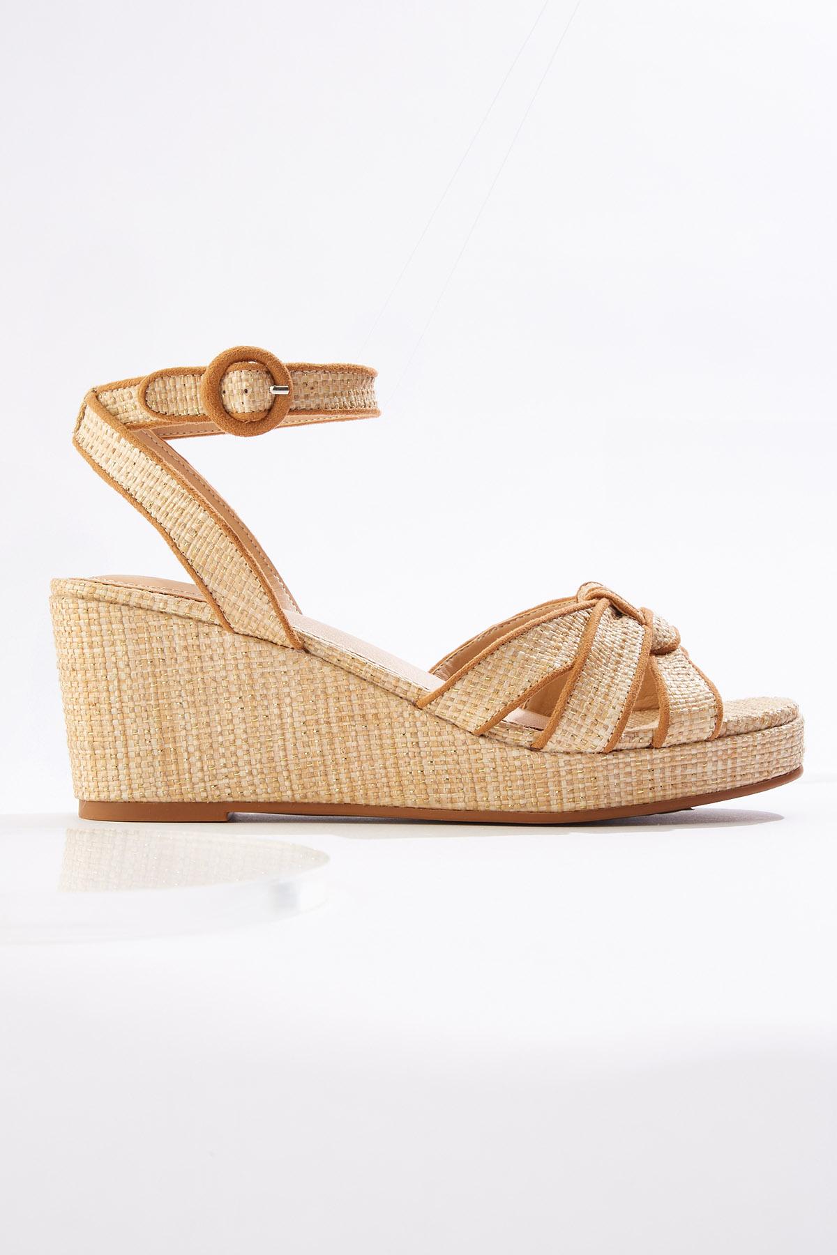 Raffia Knot Wedge Sandals