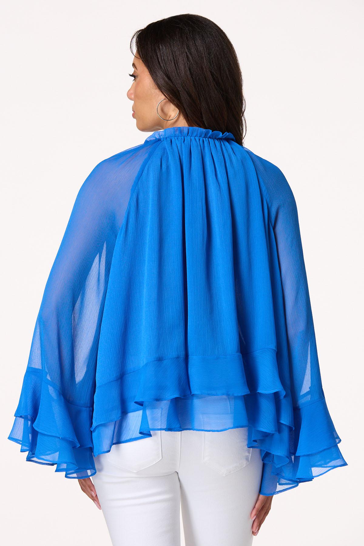 Sheer Ruffle Tie Front Top