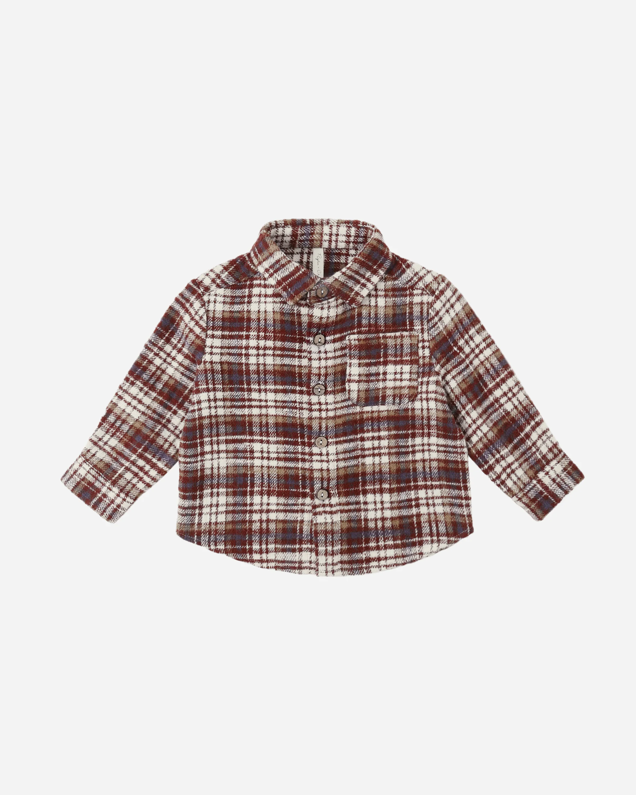 Collared Long Sleeve Shirt || Burgundy Plaid