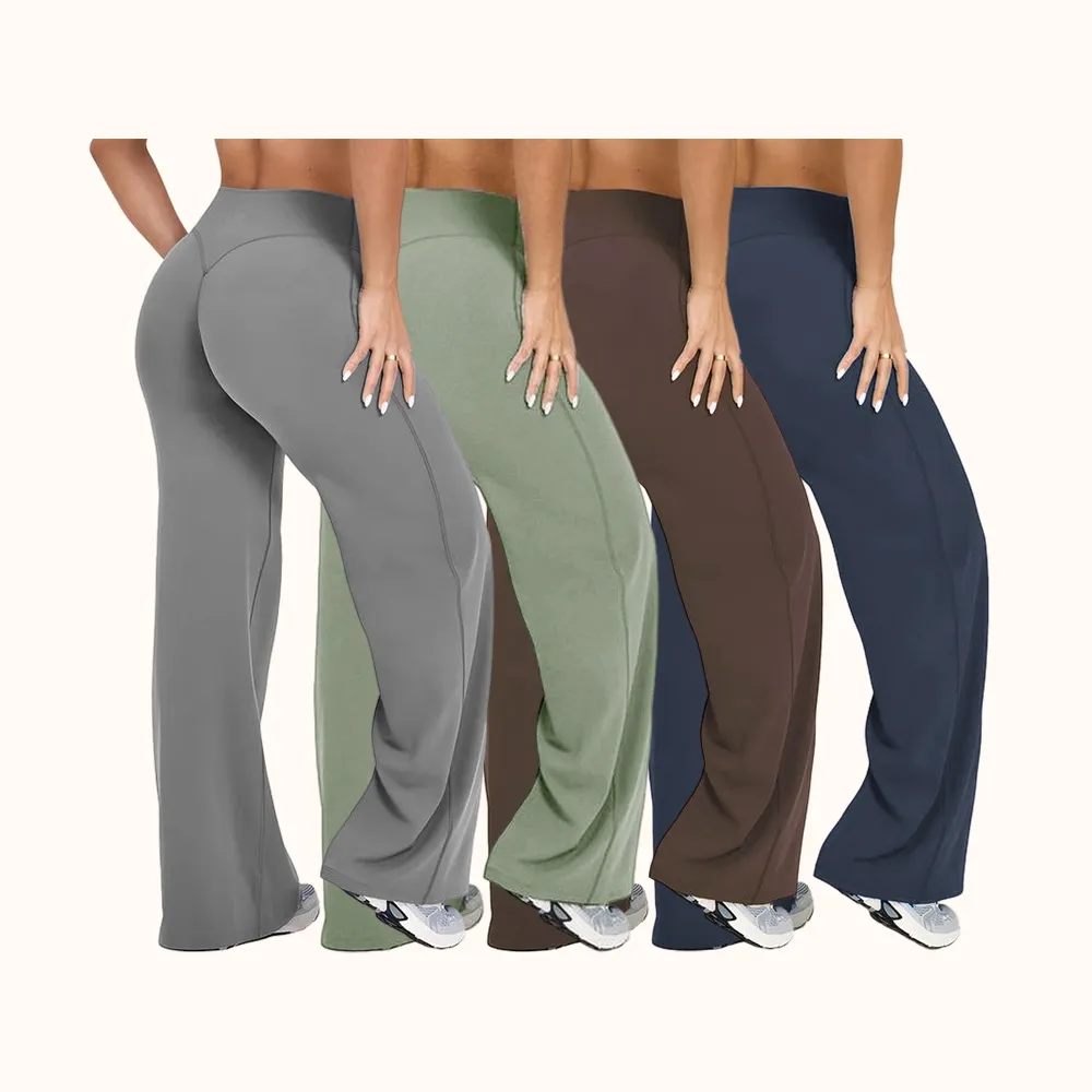 Women's Solid Color Sporty Yoga Pants, Casual Bottoms, Comfortable Flare Leggings