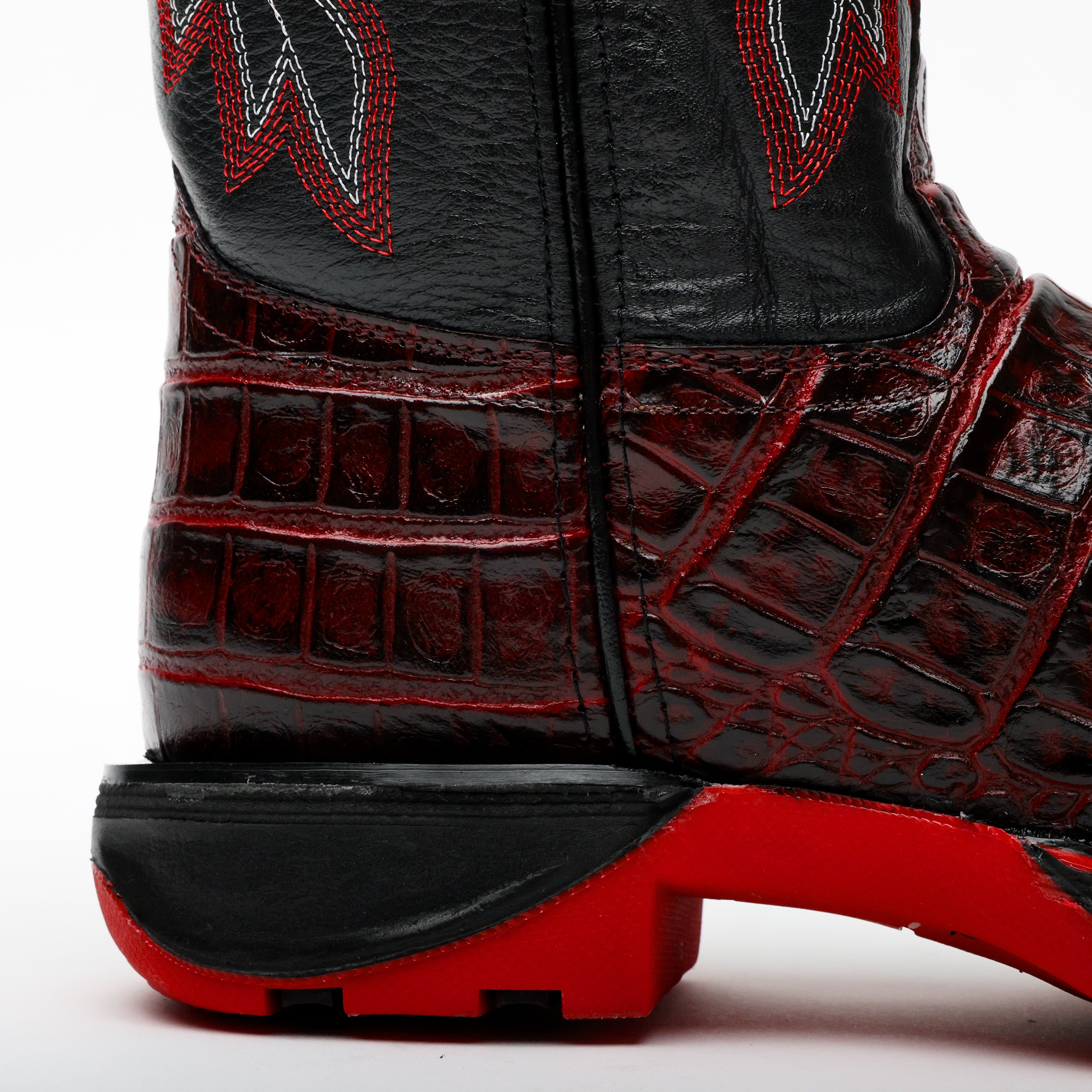 Black Cherry American Gator Belly Leather Boots With 3D Lightweight Sole - Composite Toe