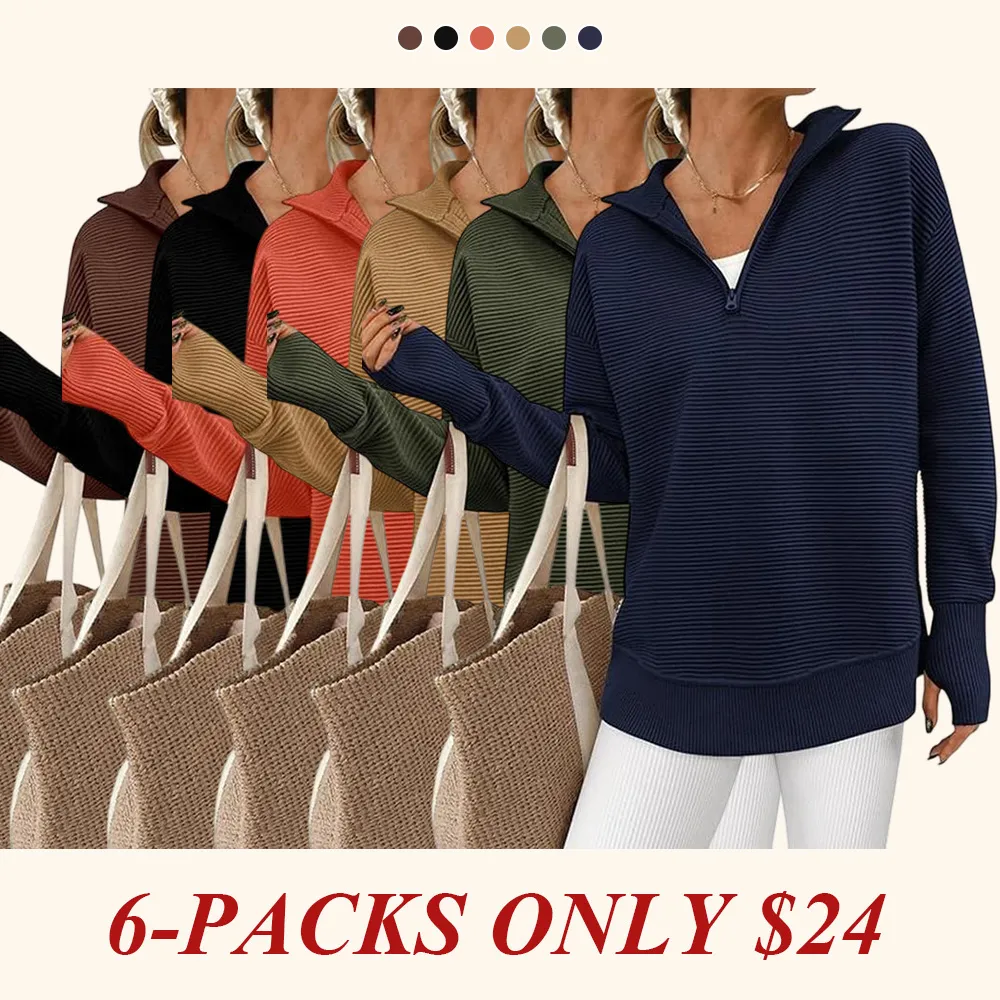 Women's Long Sleeve Quarter Zip Pullover Sweater