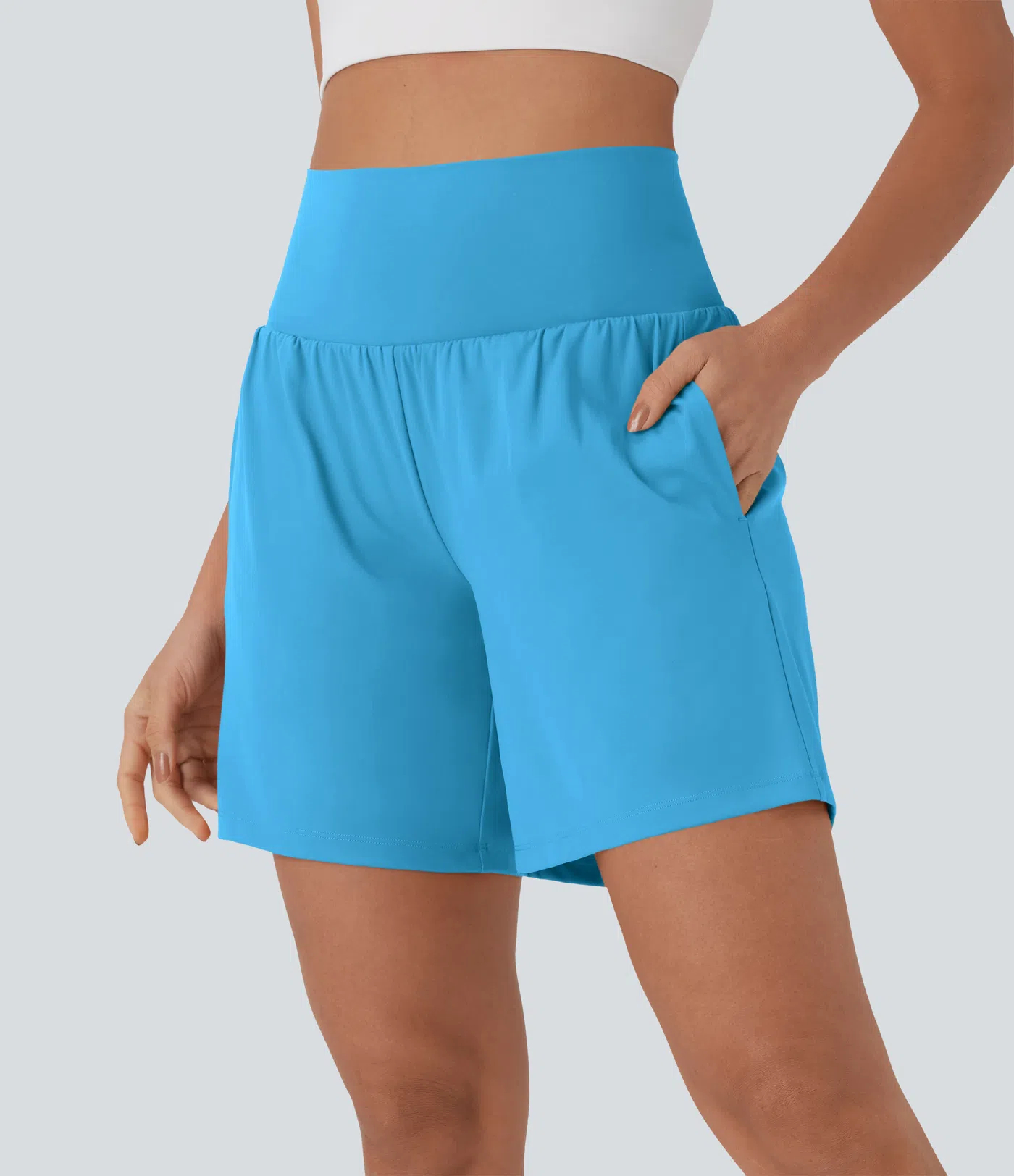 Women's 2-Piece Super High Waisted Back Pocket & Side Hidden Pocket 2-in-1 Yoga Shorts Set