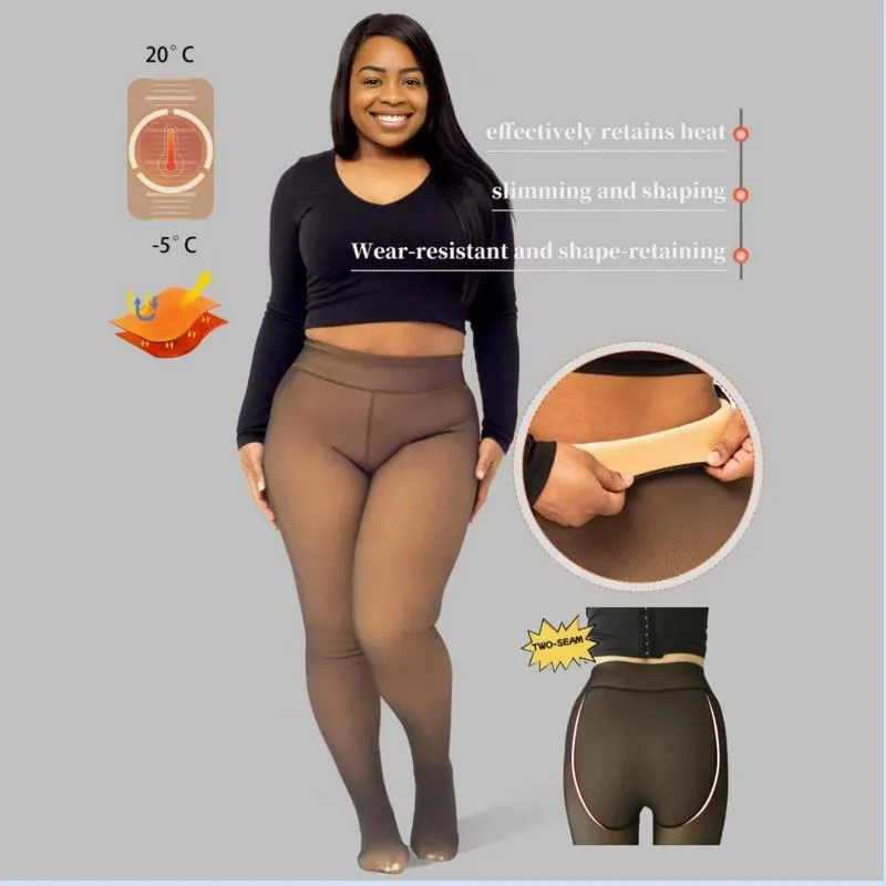 Fleece Lined Tights Sheer Women