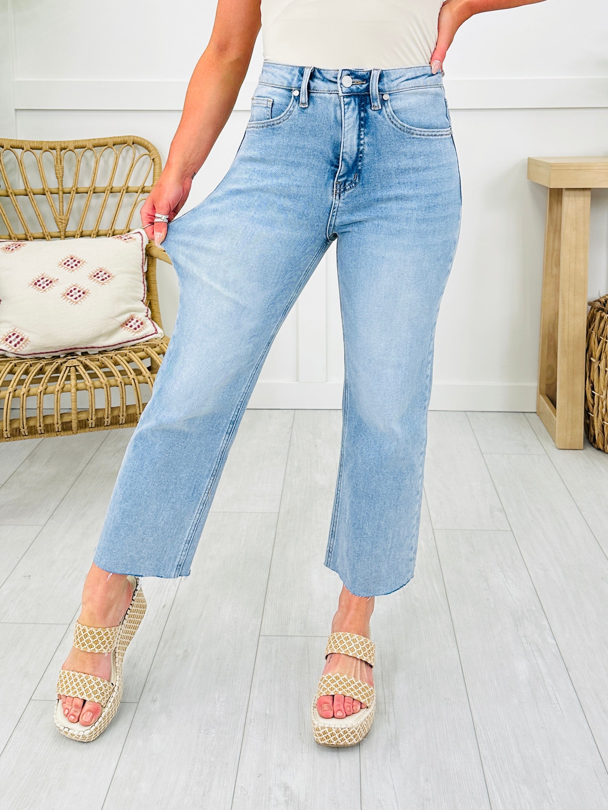 Along For The Ride Wide Leg Cropped Jeans With Tummy Control