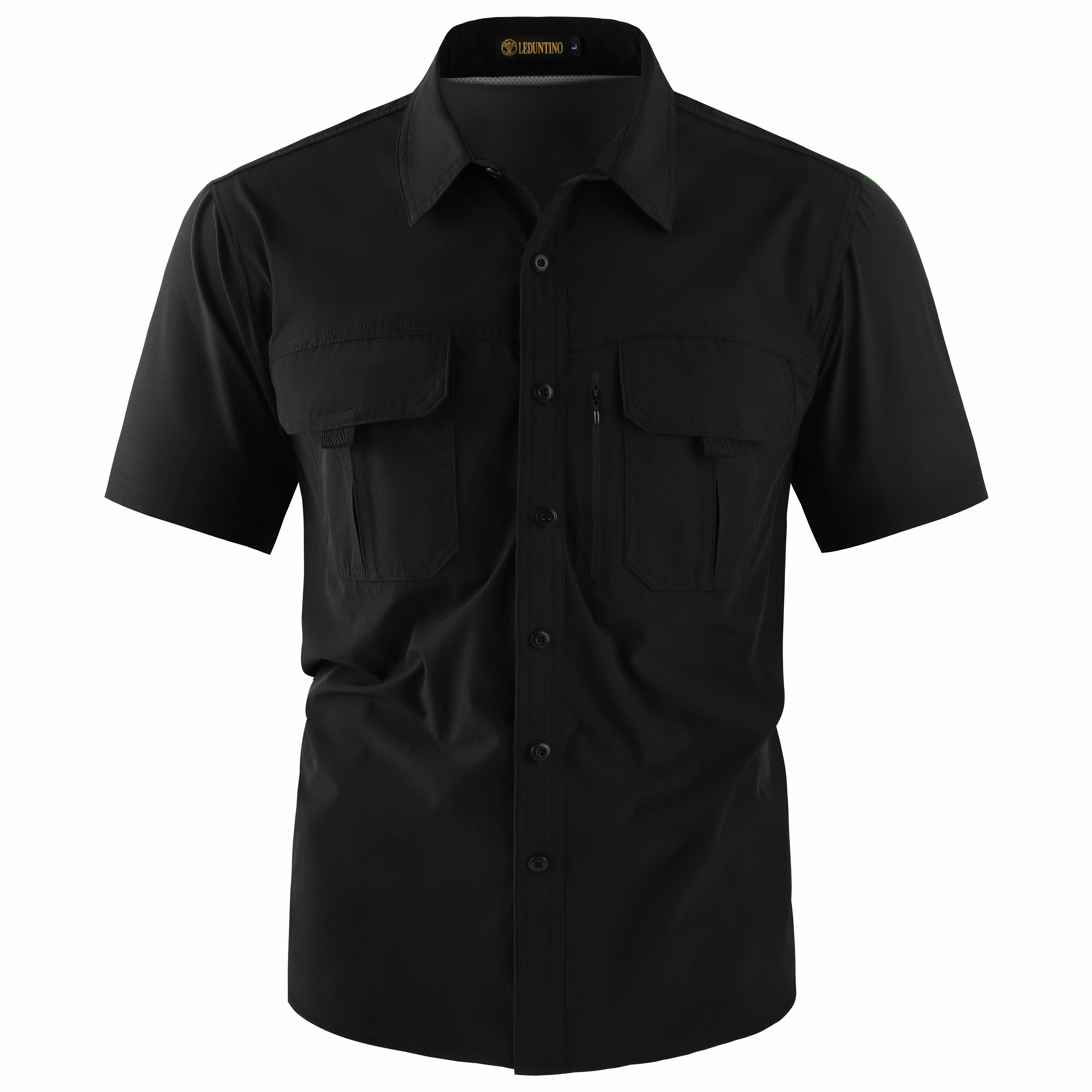 Men's American-Style Solid Color Shirt with Hidden Ventilation Holes