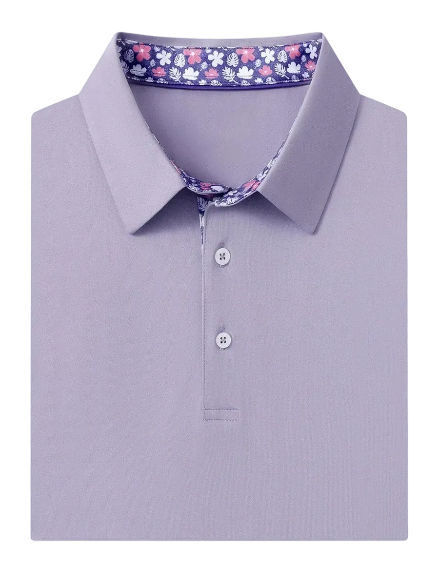 Men'S Designed Collared Solid Performance Polo