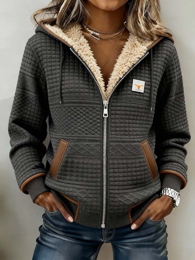 Women'S Casual Color-Blocked Patchwork Jacket