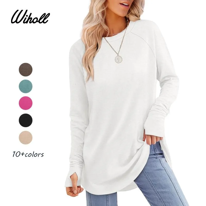 Womens Tunic Tops to Wear with Leggings Long Sleeve Thumb Hole Shirts
