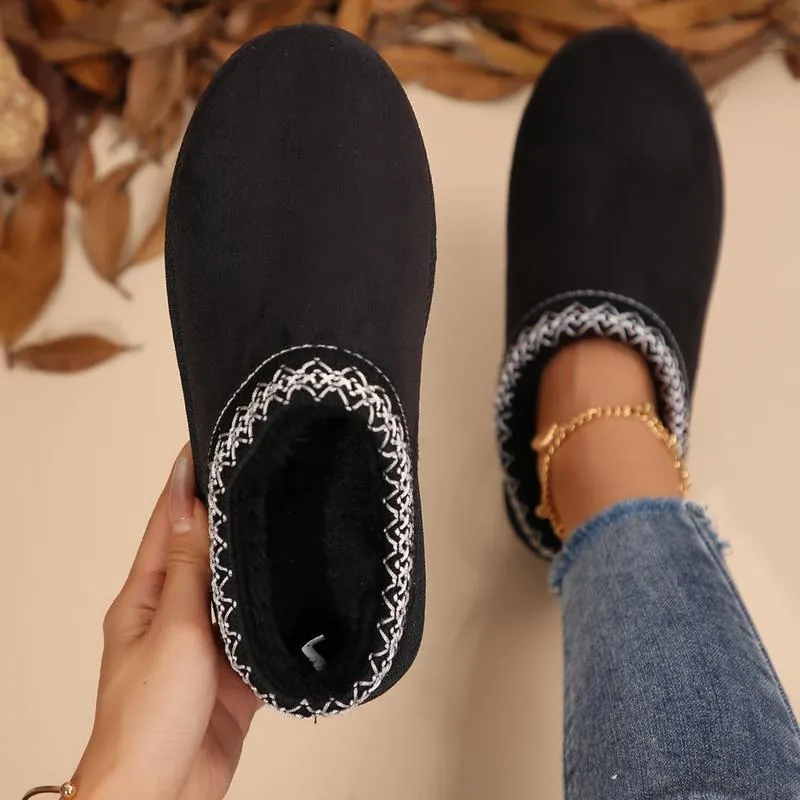 Women's Slipper Suede Leather Indoor/Outdoor Comfy Fleece Lined Short