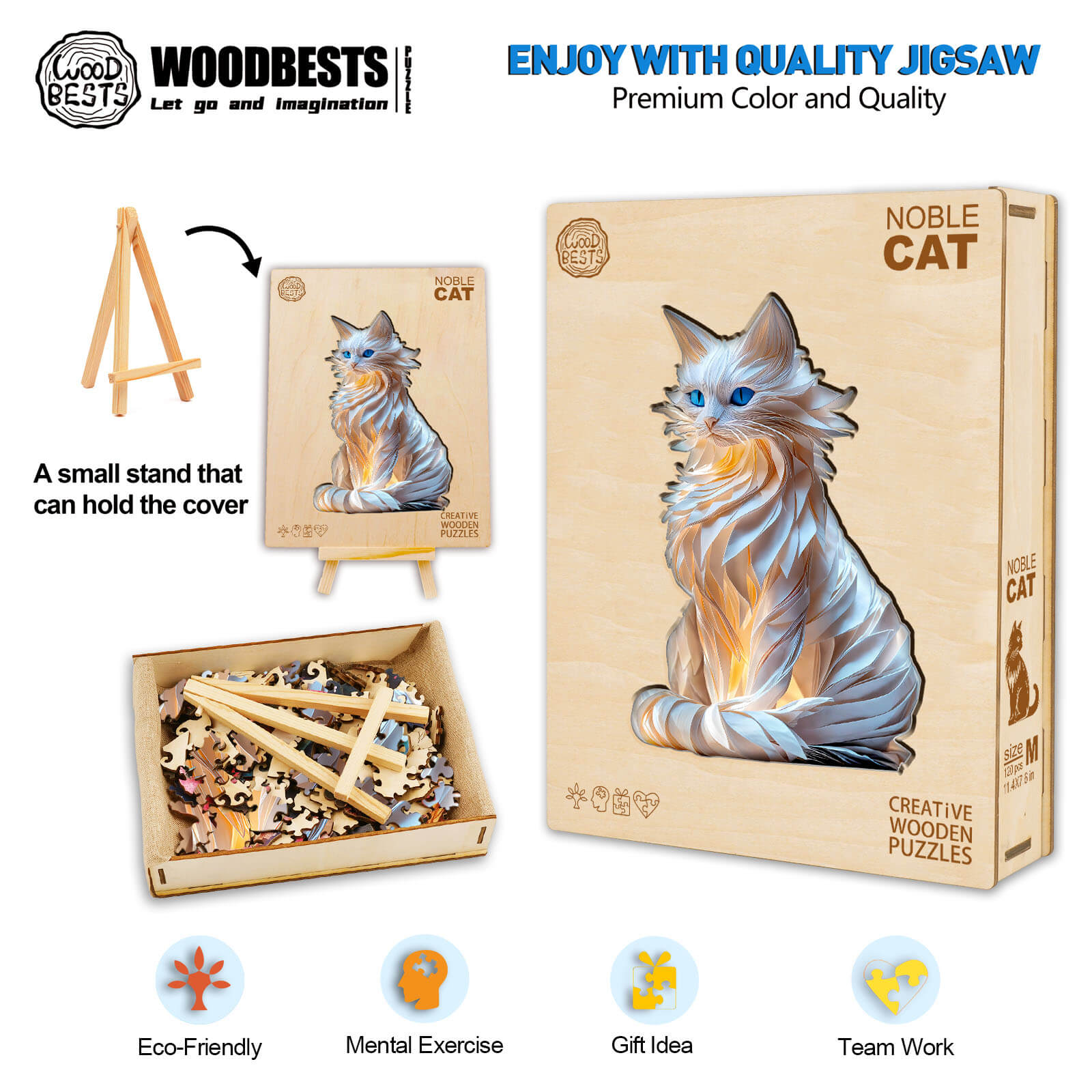 Noble cat Wooden Jigsaw Puzzle