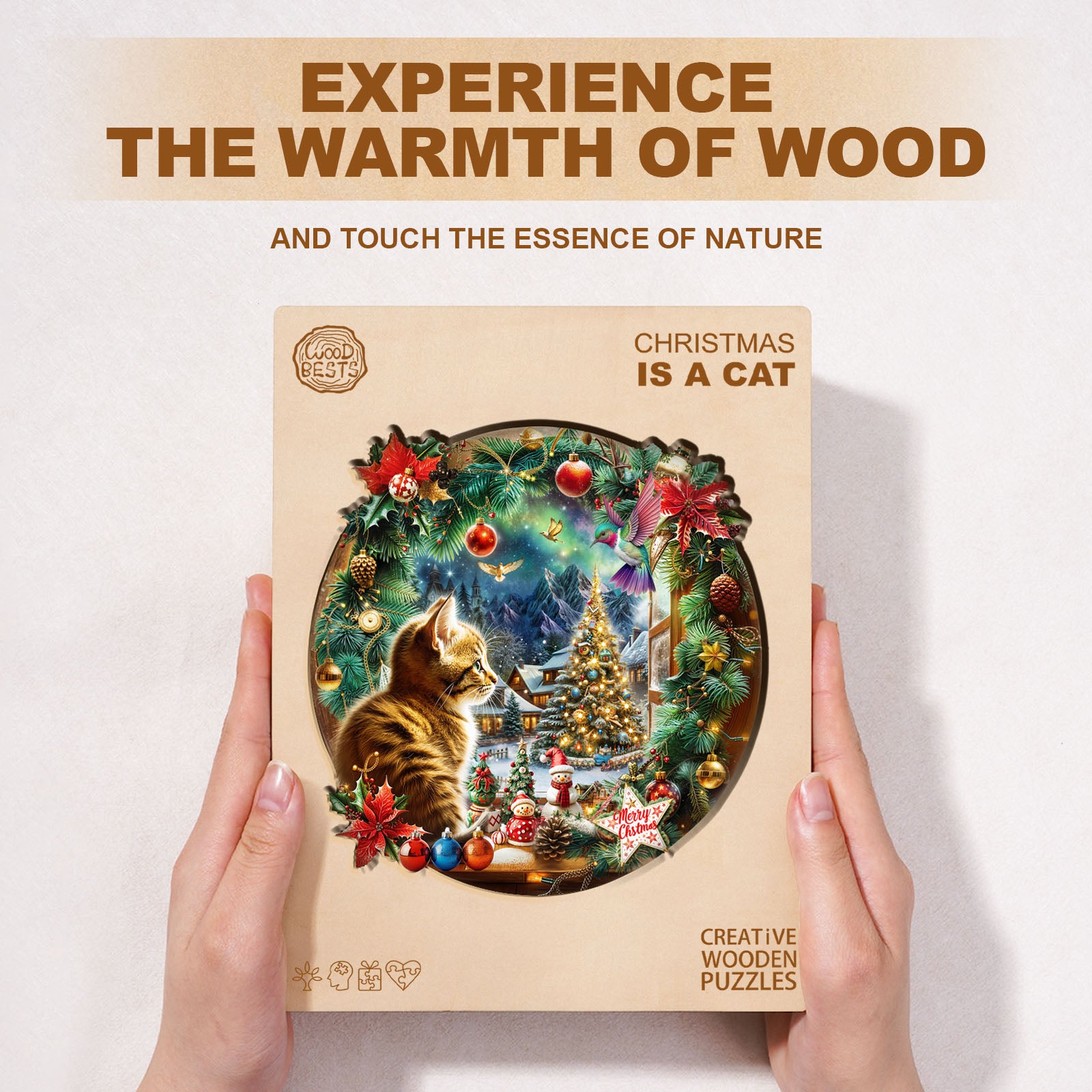 Christmas Is a Cat Wooden Jigsaw Puzzle