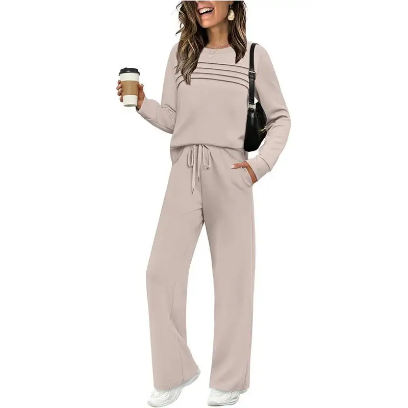 ✨Women's Long-Sleeve Pullover Tracksuit Set - Soft Drawstring 2-Piece Outfits