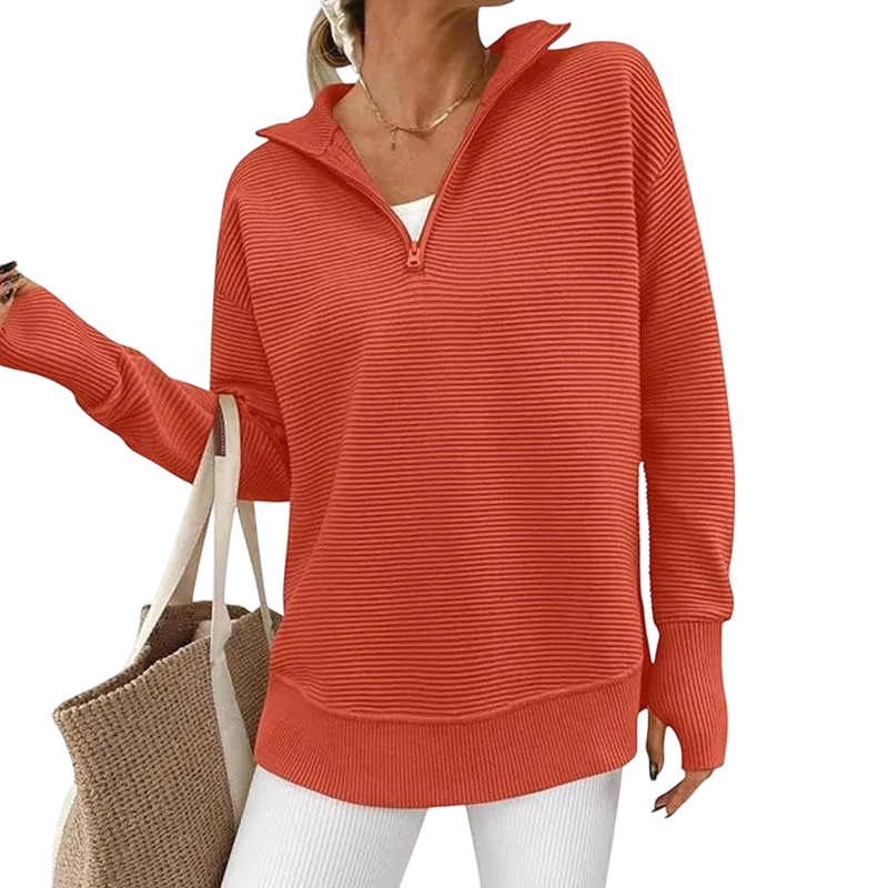 Women's Long Sleeve Quarter Zip Pullover Sweater