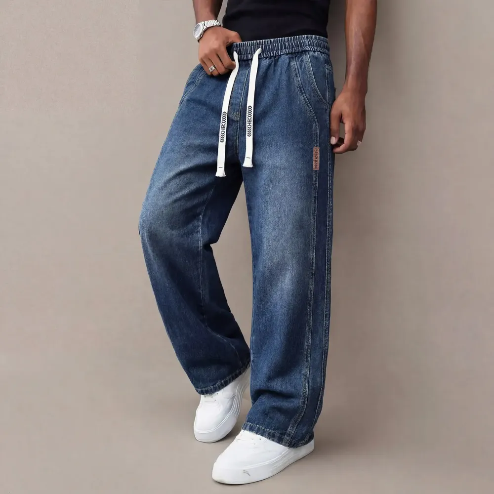 Men’s Stretch Denim Jeans — Vintage Washed Straight-Leg Fit