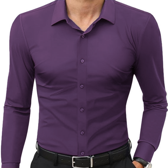 🔥Last Day Promotion!🔥Men’s Stretch Slim-Fit Long Sleeve Dress Shirt