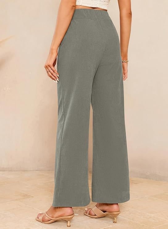 Women's Elastic Waist H-Line Wide Leg Pants Daily Going Out Pants Apricot Casual Split Joint Plain Spring/Fall Pants