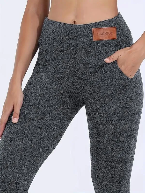 Women's solid casual plush leggings