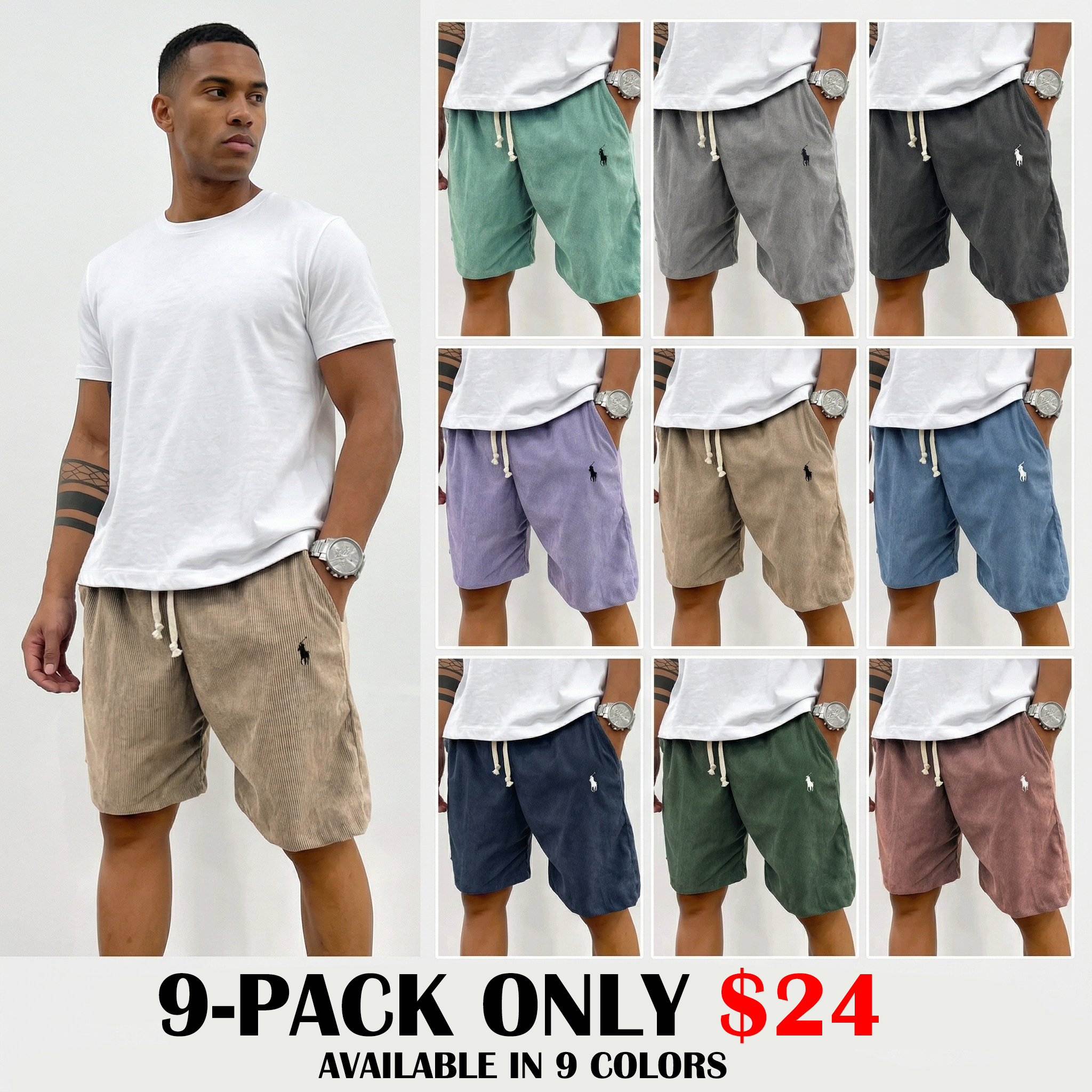 RL Casual Shorts-perfect for sunny strolls, brunch dates, or casual weekend adventures