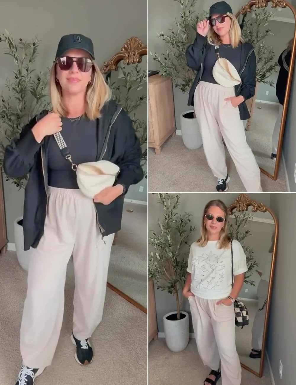 Women's Wide Leg Harem Pants Casual Palazzo Pants with Pockets High Waist Relaxed Fit