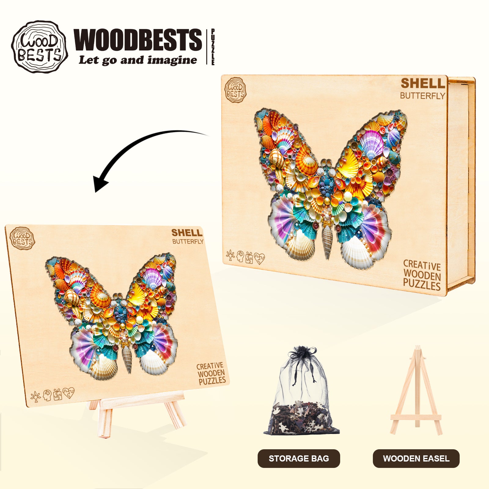 shell butterfly Wooden Jigsaw Puzzle