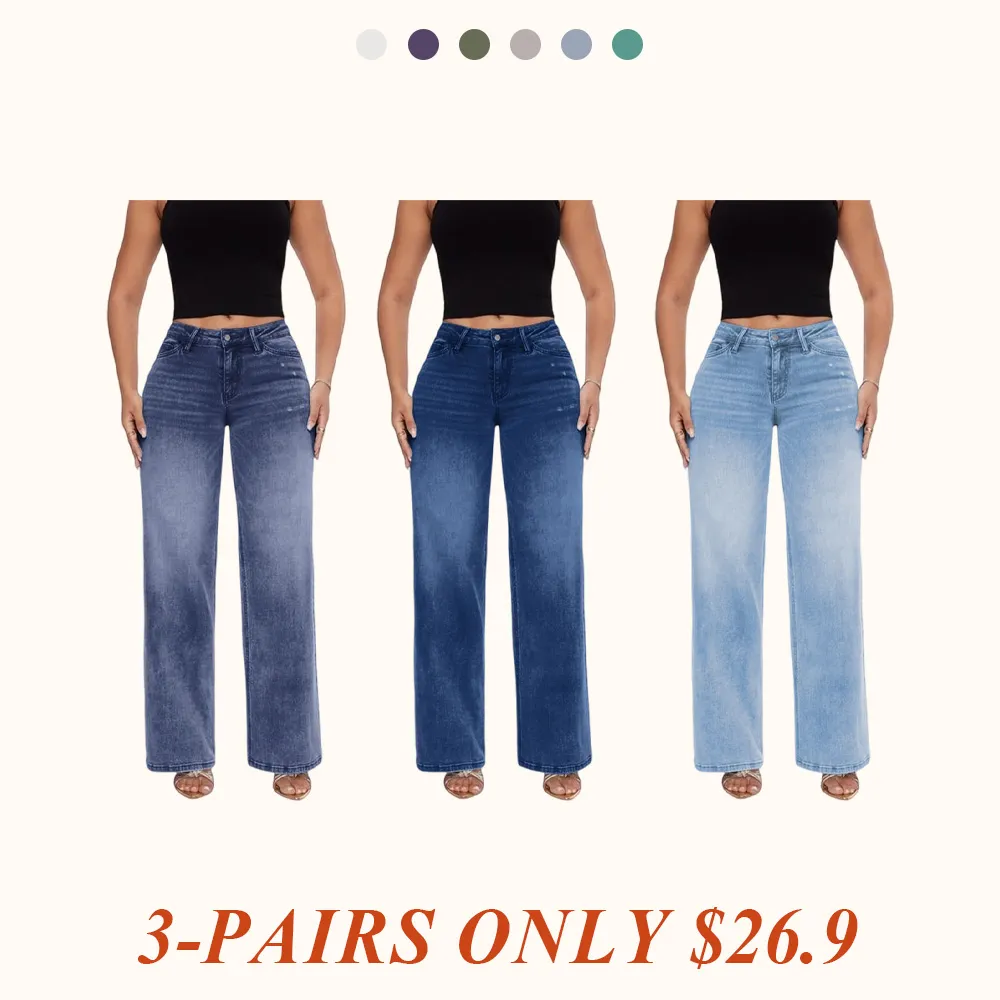 Jeans for Women Mid-Low Rise Stretch Baggy