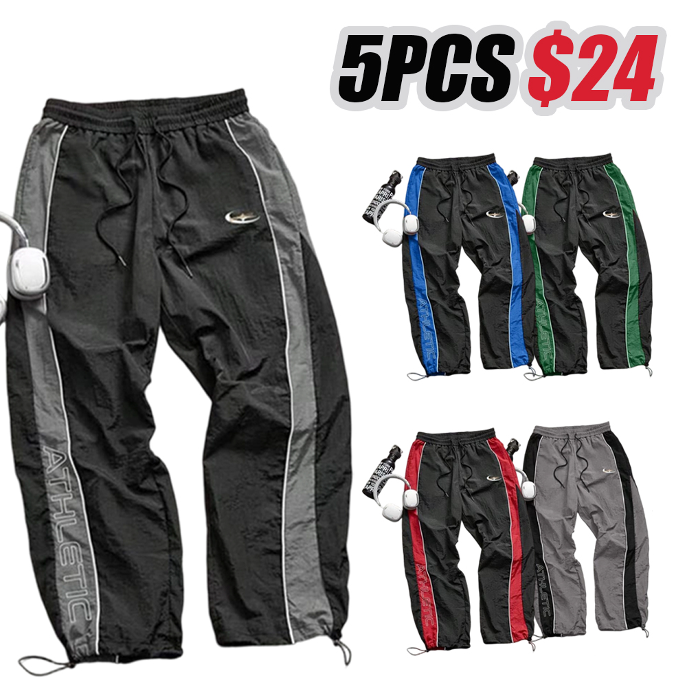 Men's Casual Sporty Long Pants, Loose Fit Elastic Cuff, Fashionable Print, Lightweight Fabric, Perfect for Daily Wear