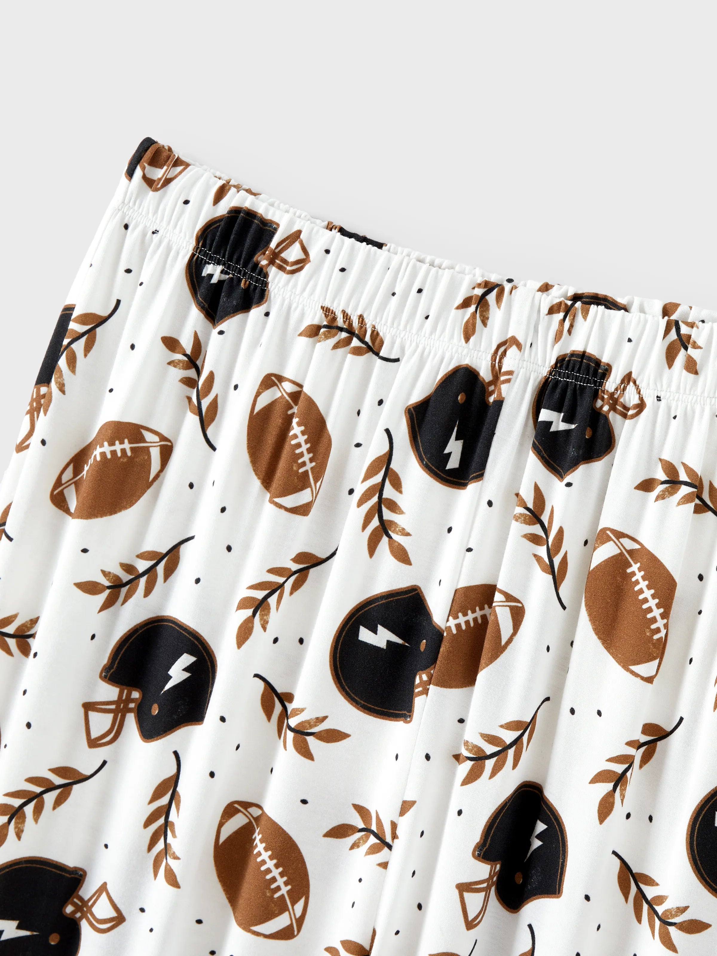 Bamboo Family Pajamas Football and Letter Print Short-sleeve Matching Pajama Set ( Snug-Fitting for Children ) Khaki