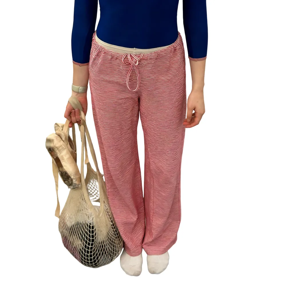 Women's Striped Drawstring Straight Leg Pants