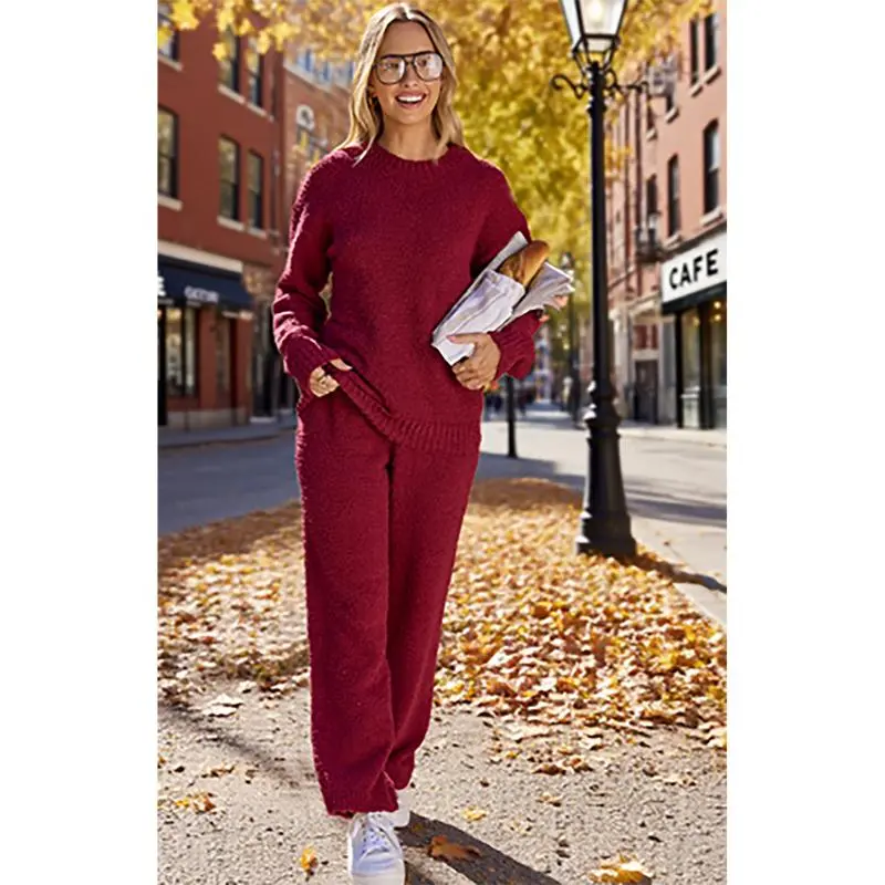 Womens Fuzzy Fleece Long Sleeve 2 Piece