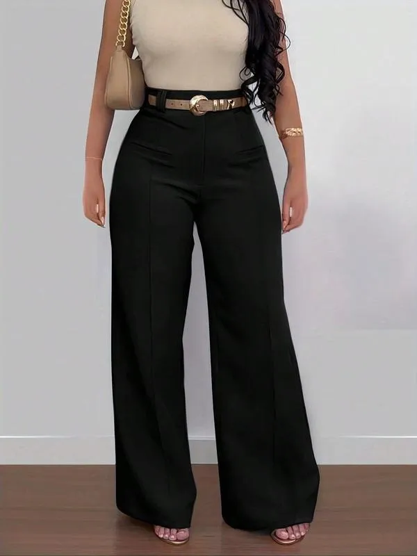 Women's Plain Pocket Wide Leg Pants