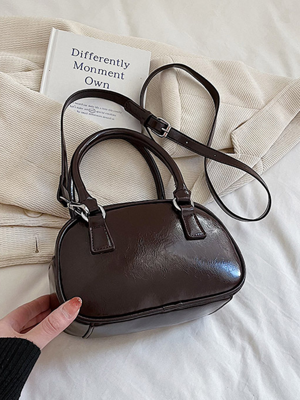 Geometric Solid Color Zipper Handbags Crossbody Bags