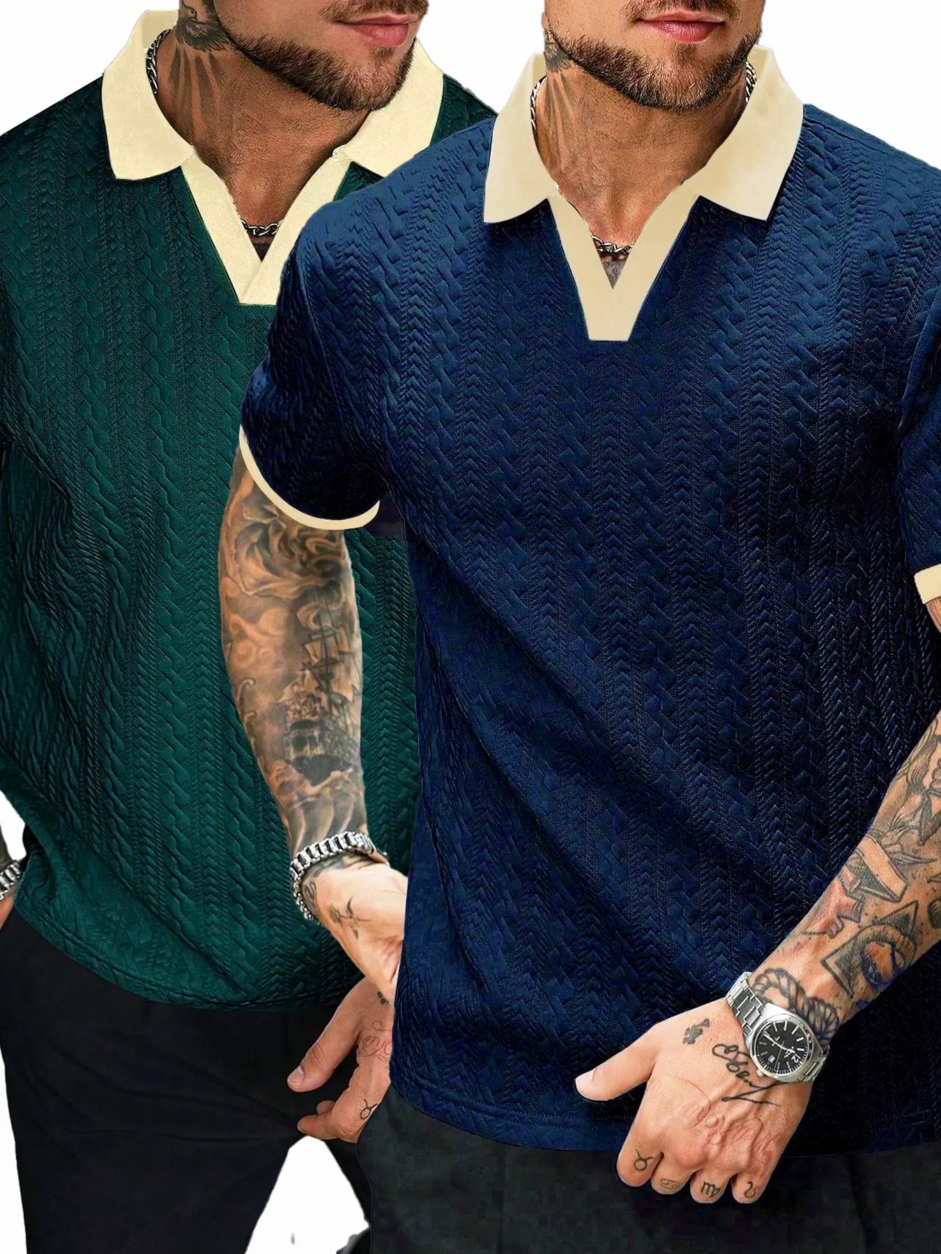 Men’s Retro Textured Colorblock Polo