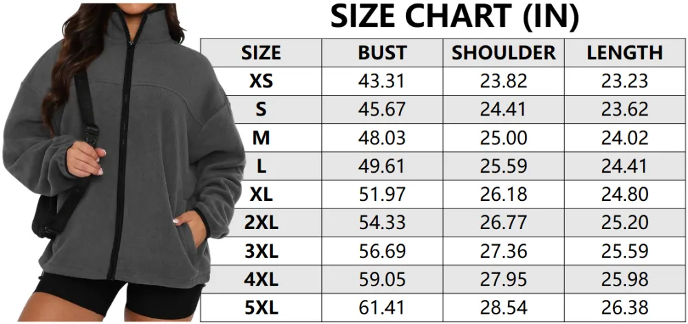 Women's Zip Up Baggy Basic Fleece Jacket