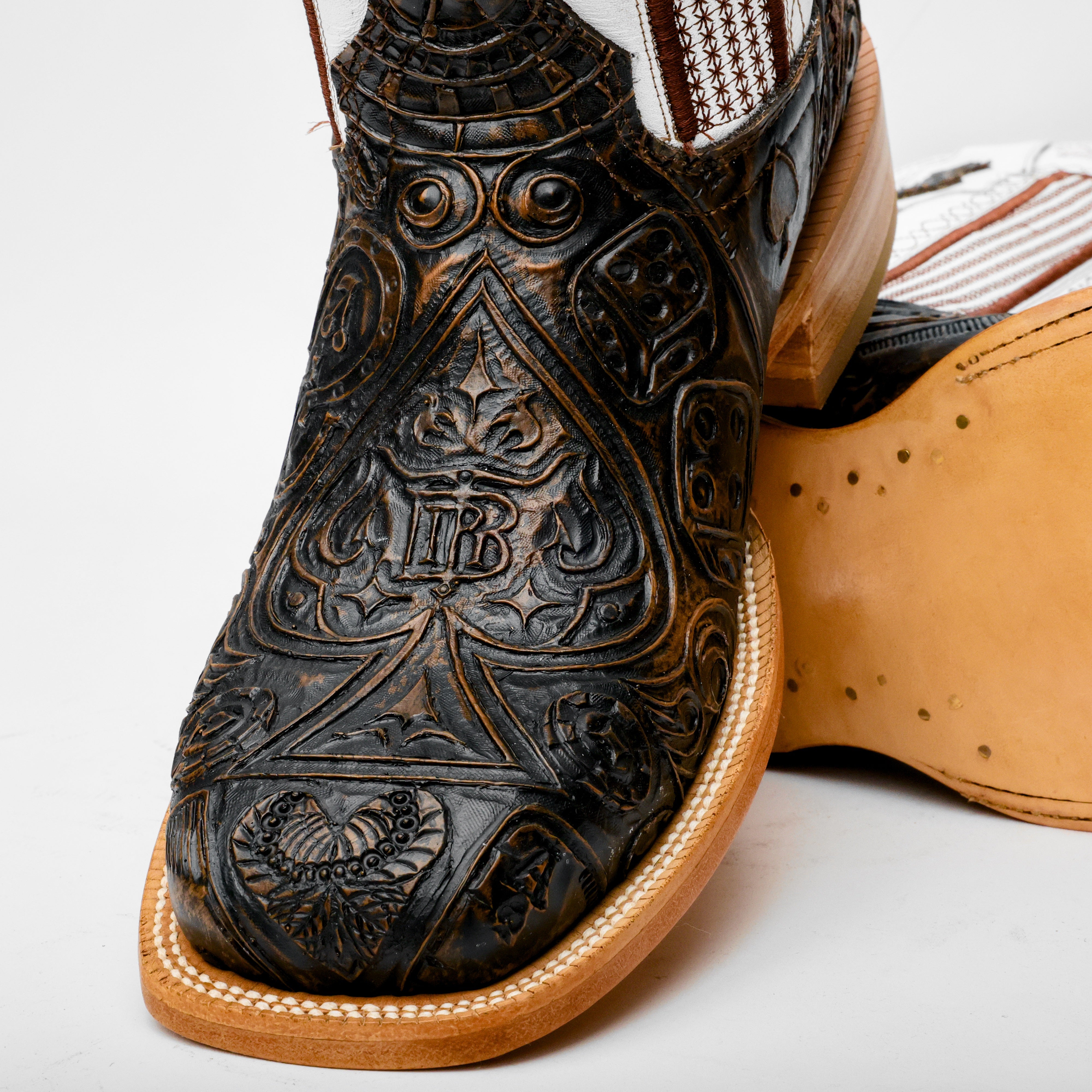 “Ace Of Spades” Bronze Boots - Square Toe