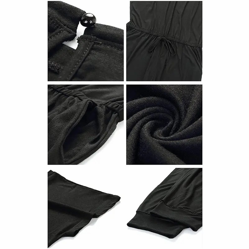 Women's Off-Shoulder Elastic Waist Jumpsuit – Lightweight Casual Romper