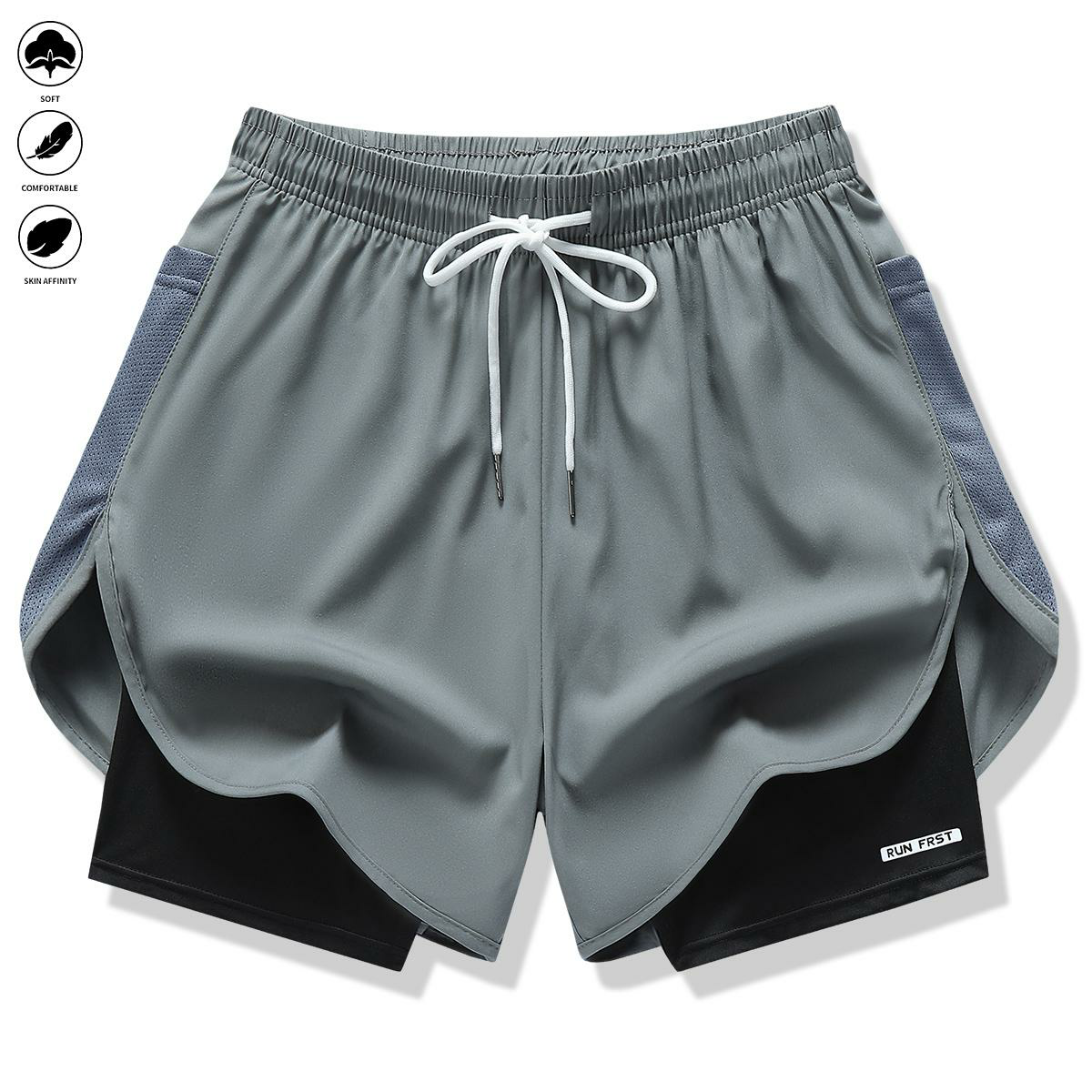 Pack of 3 women’s casual athletic pants, faux two-piece design, solid color, with inner lining, elastic drawstring waistband