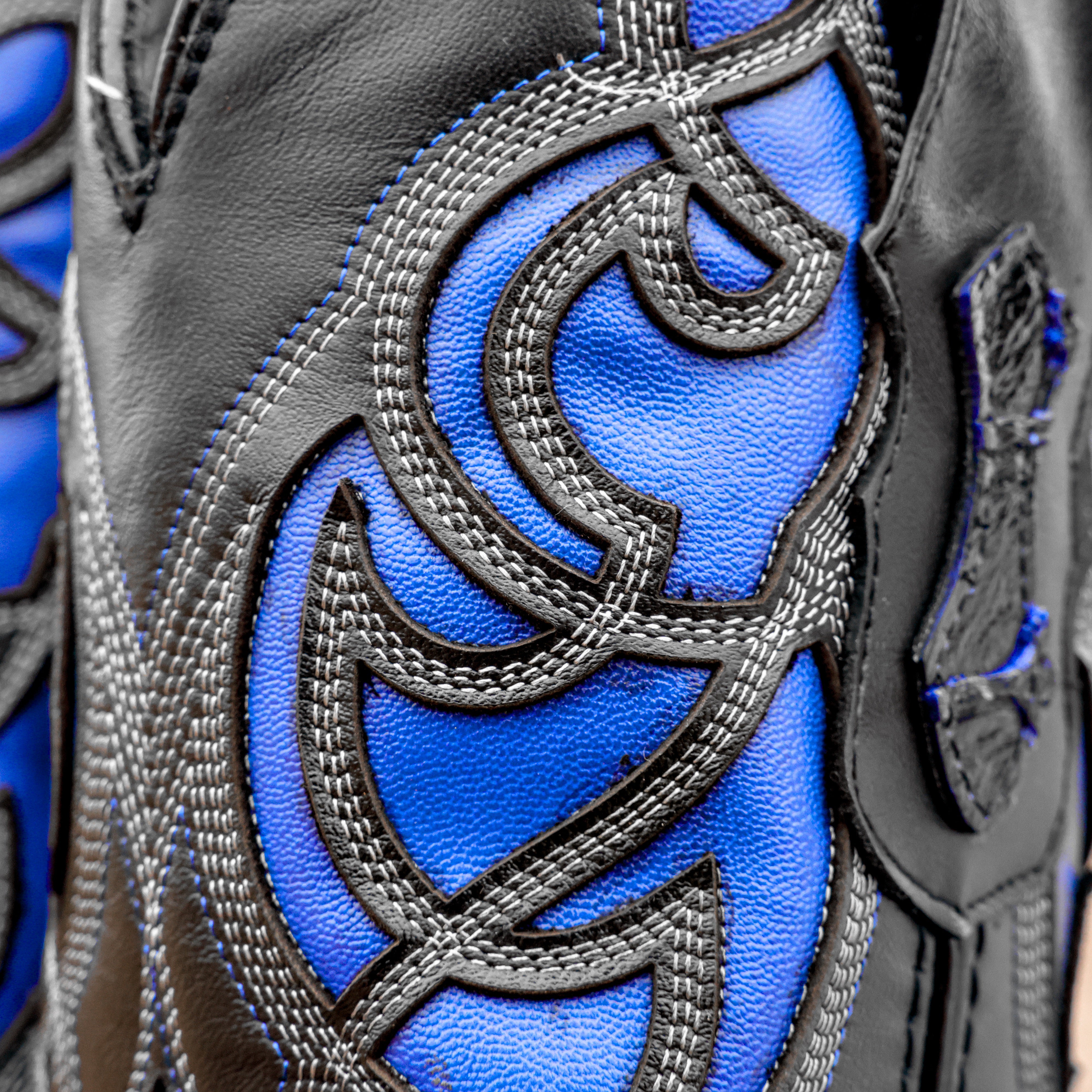 Black/Blue Pirarucu Leather Boots - Square Toe