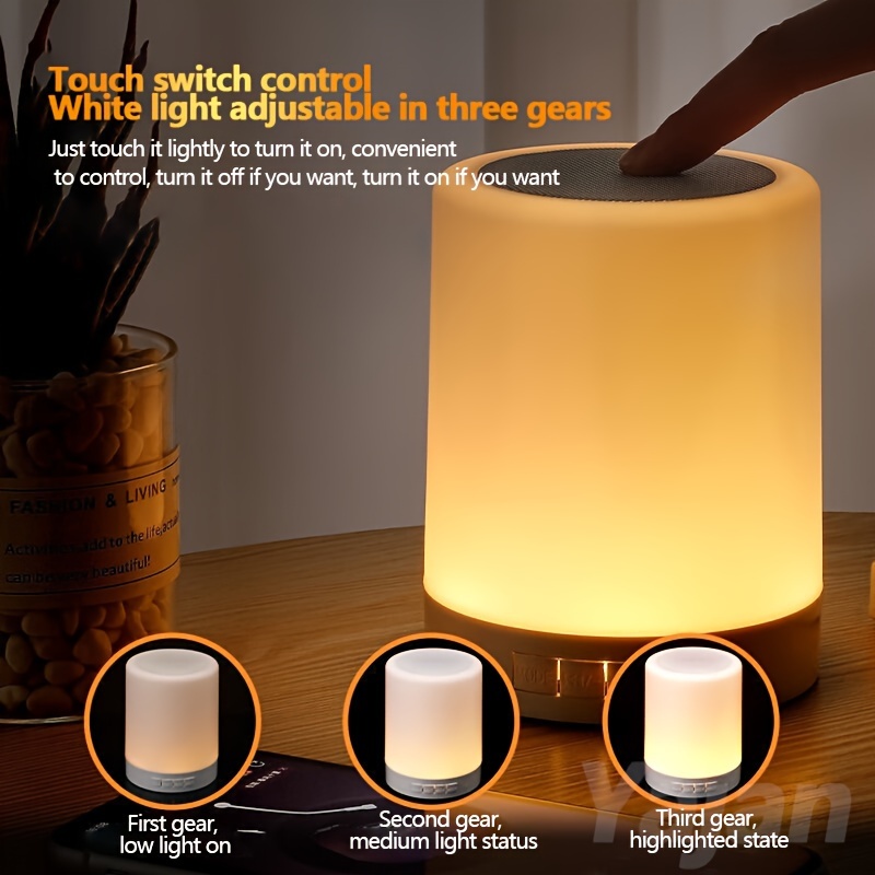 Wireless Night Light Speaker Bass Mini Sound For School Supplies Home Decor, Office, Camping
