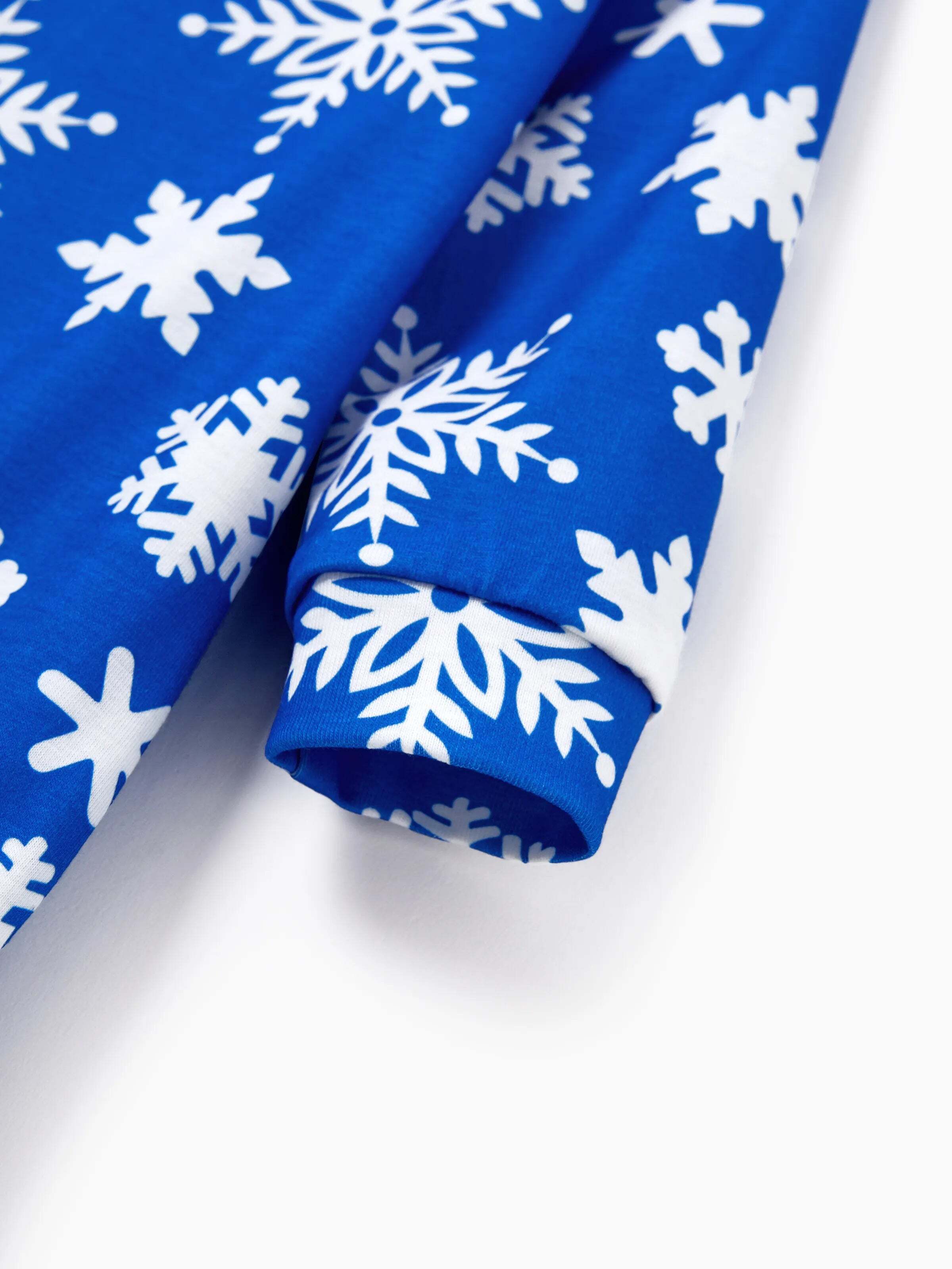 Christmas Matching Family Pajamas Set Snowflake Print Blue PJS with Christmas Socks Blue