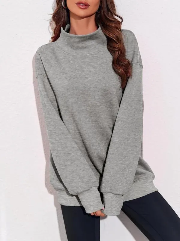 Women's Oversized Turtleneck Sweatshirt Long Sleeve Pullover Casual Tops