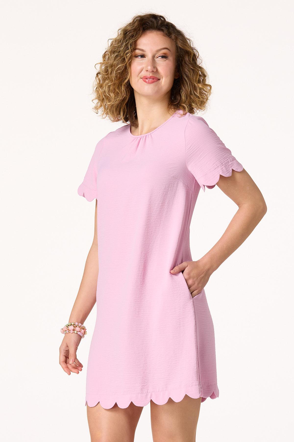 Scallop Trim Airflow Shift Dress