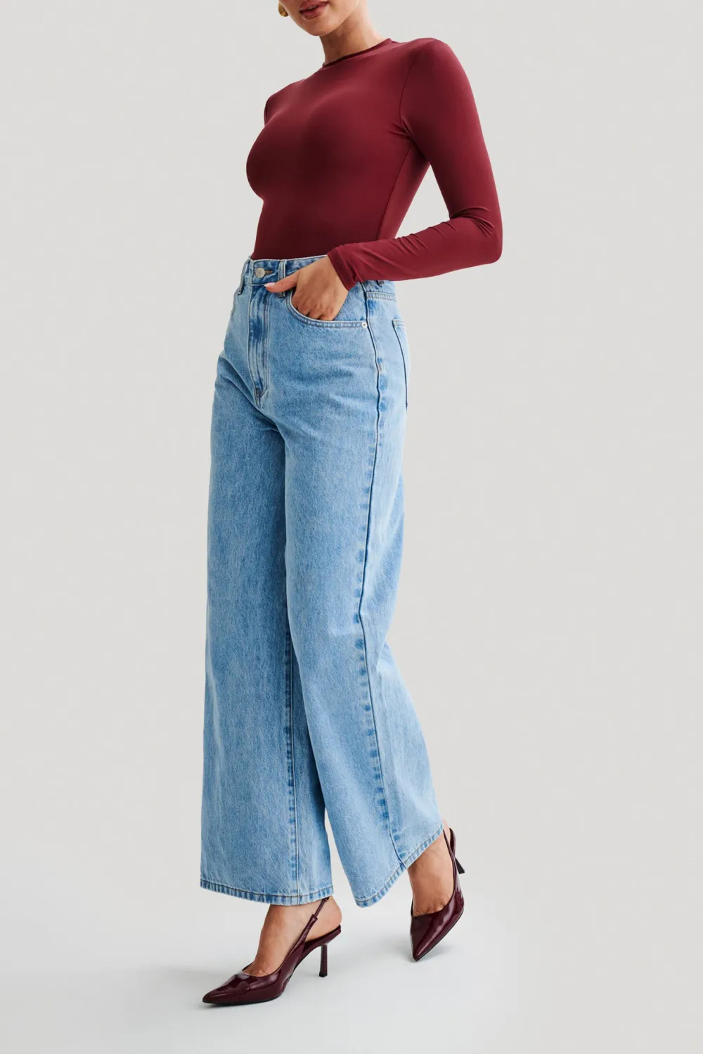 Recycled Nylon Long Sleeve Crew Neck Bodysuit