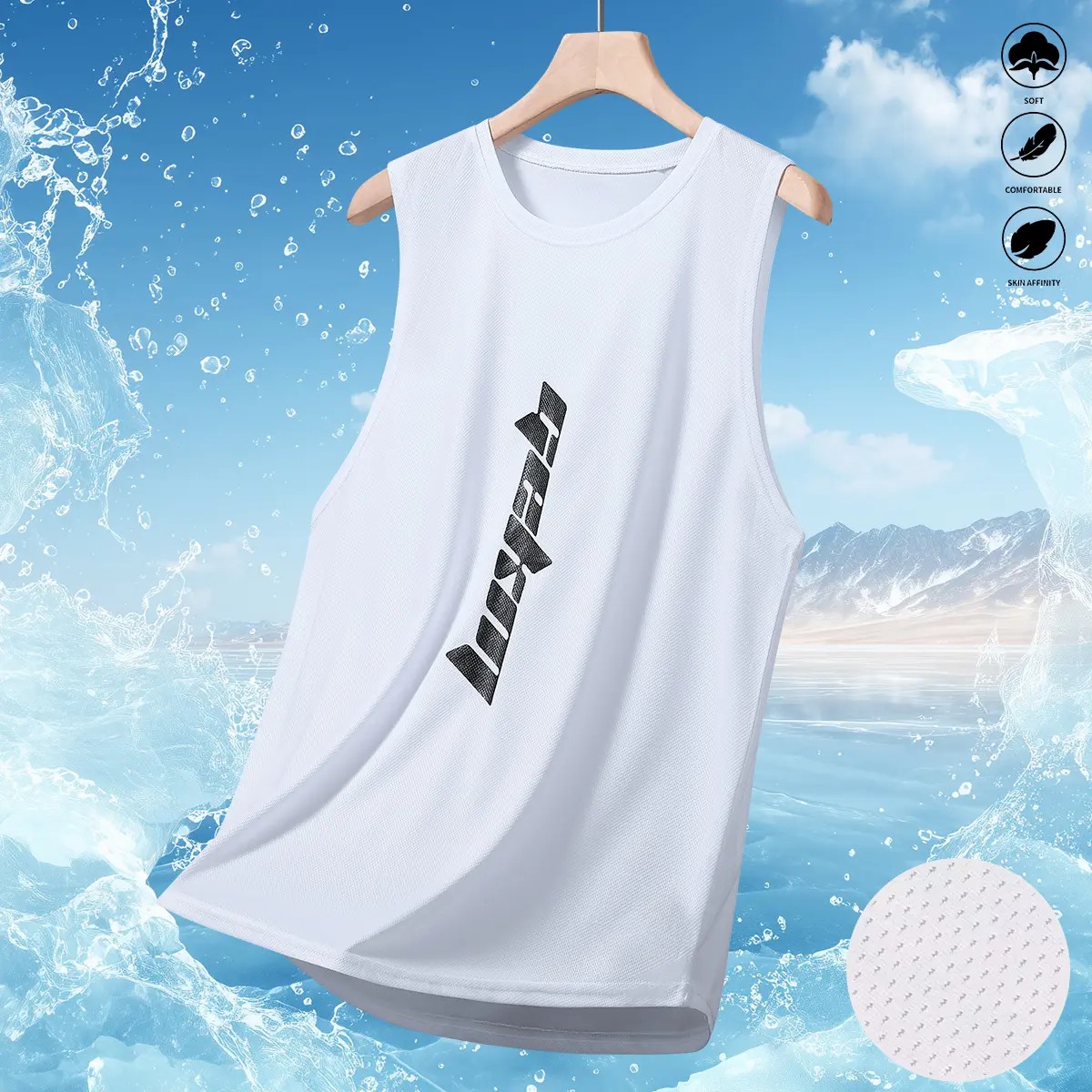 Men's Stylish Sleeveless Shirt - Perfect for Summer - Quick Dry & Breathable Letter Print Slightly Stretch Crew Neck Tank Top