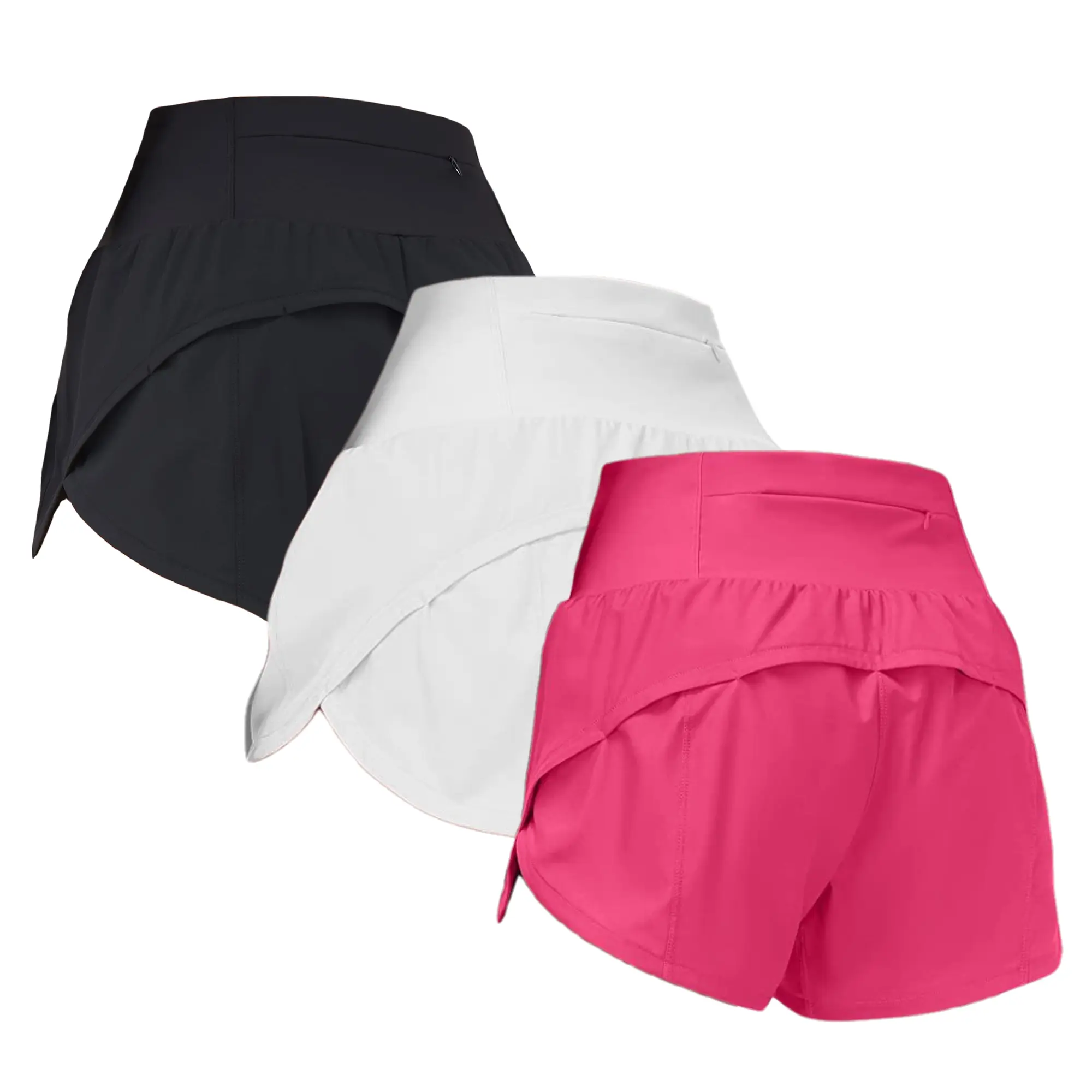 3pc Women's High-Waisted Athletic Shorts with Pockets