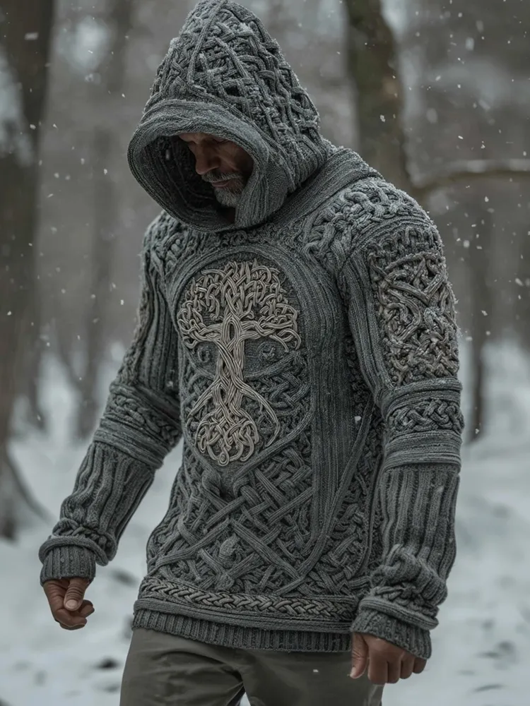 Men's Viking Tree Of Life Celtic Cozy Hooded Sweater