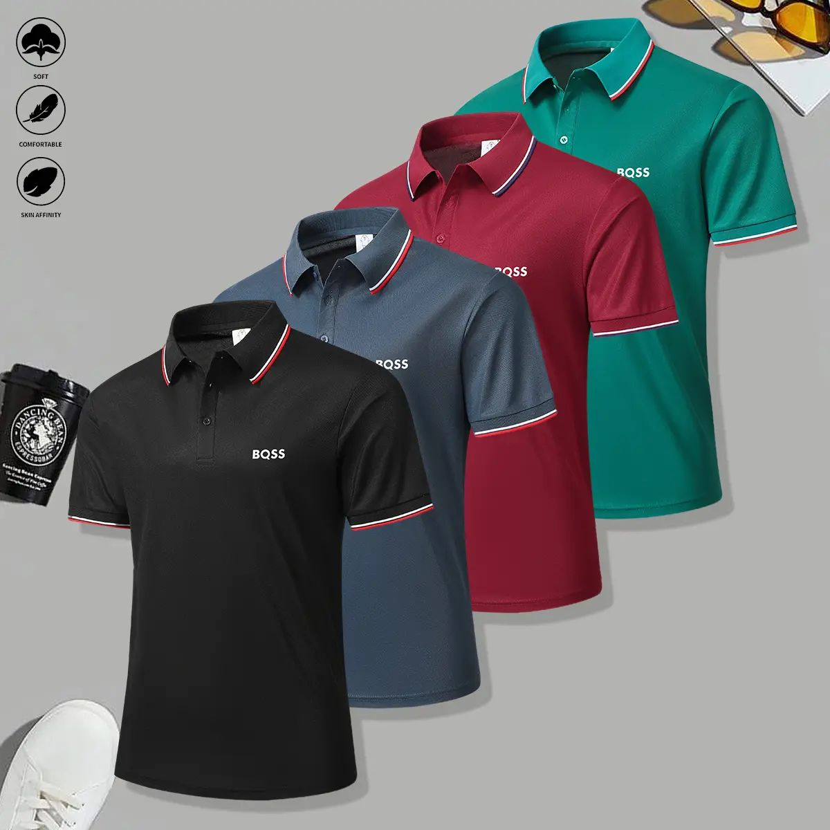 men's casual short-sleeved polo shirts mixed-color suit, breathable and refreshing, suitable for all seasons, is a good choice for men who give gifts during the holidays