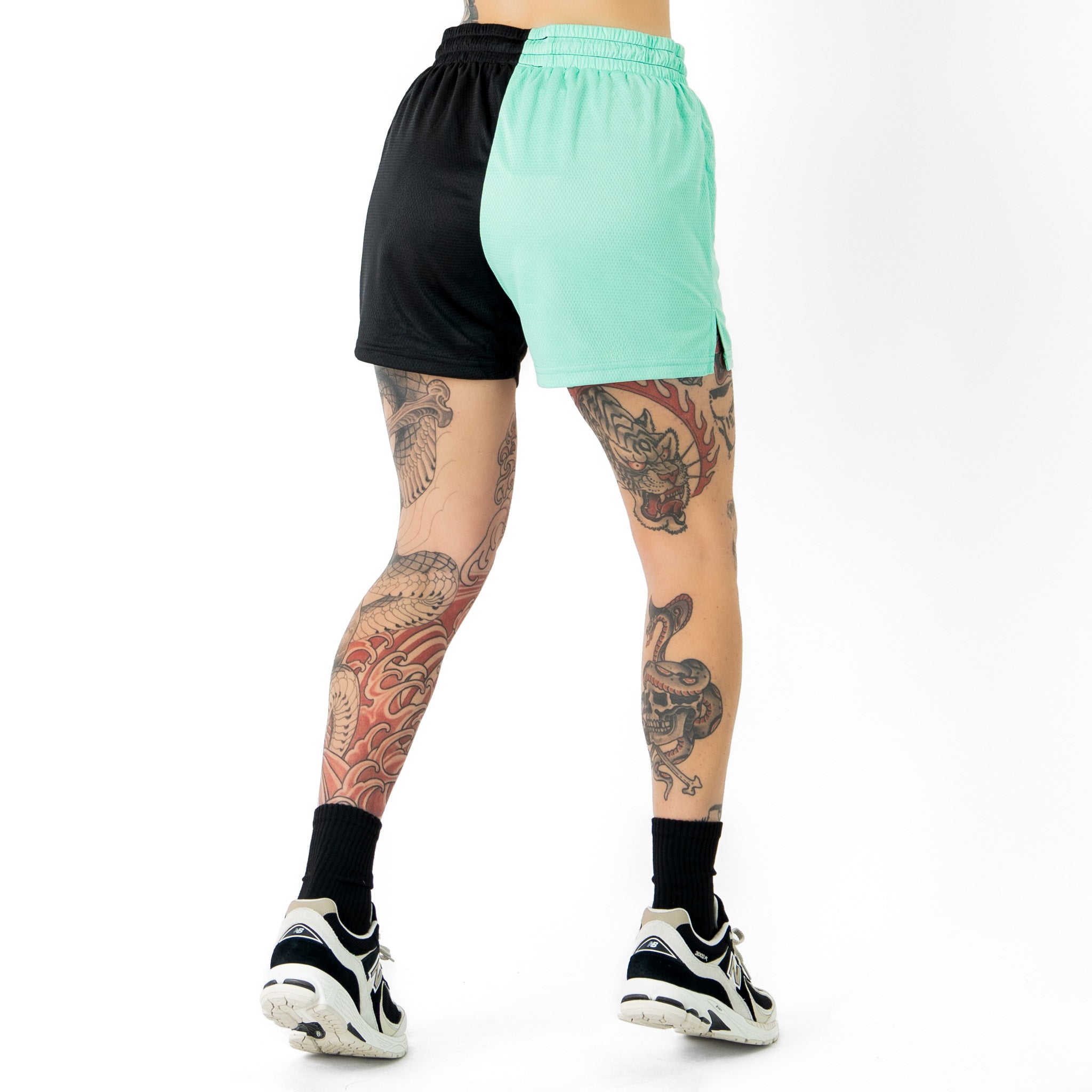 MUAY THAI SHORTS (MID THIGH CUT) 2 TONE - MINT / BLACK