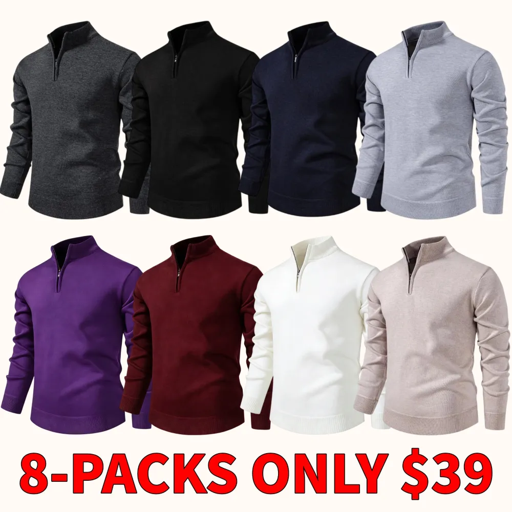 Men's winter half-zip stand-collar fleece pullover